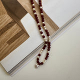 Karna mix pearl heart necklace