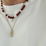 Karna mix pearl heart necklace