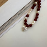 Karna mix pearl heart necklace