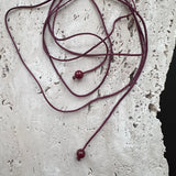 Satin string necklace - 2 beads