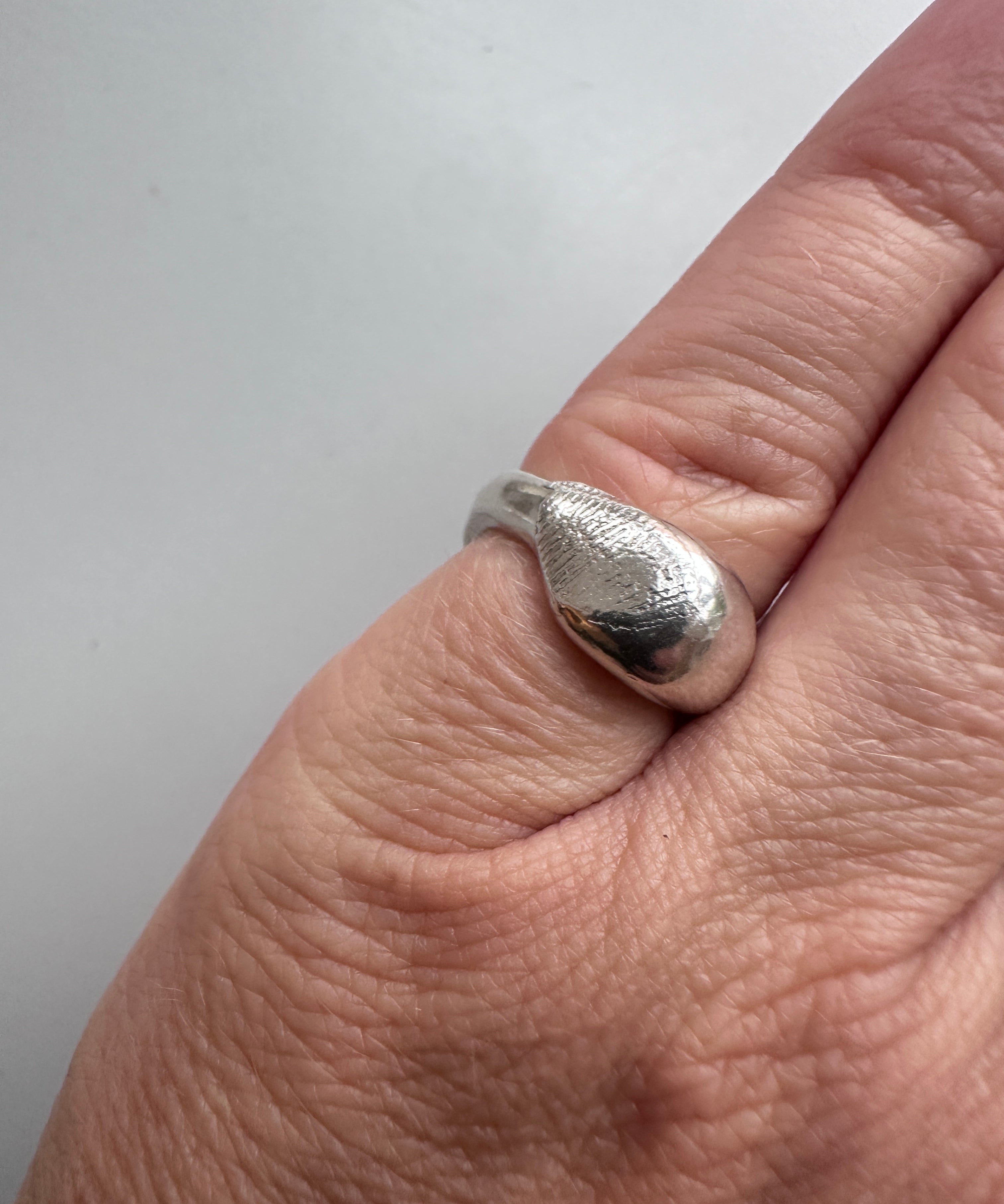 Fingerprint pinky chunky ring