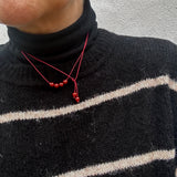 Satin string necklace 6 beads