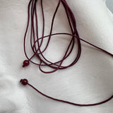 Satin string necklace - 2 beads