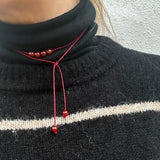 Satin string necklace 6 beads